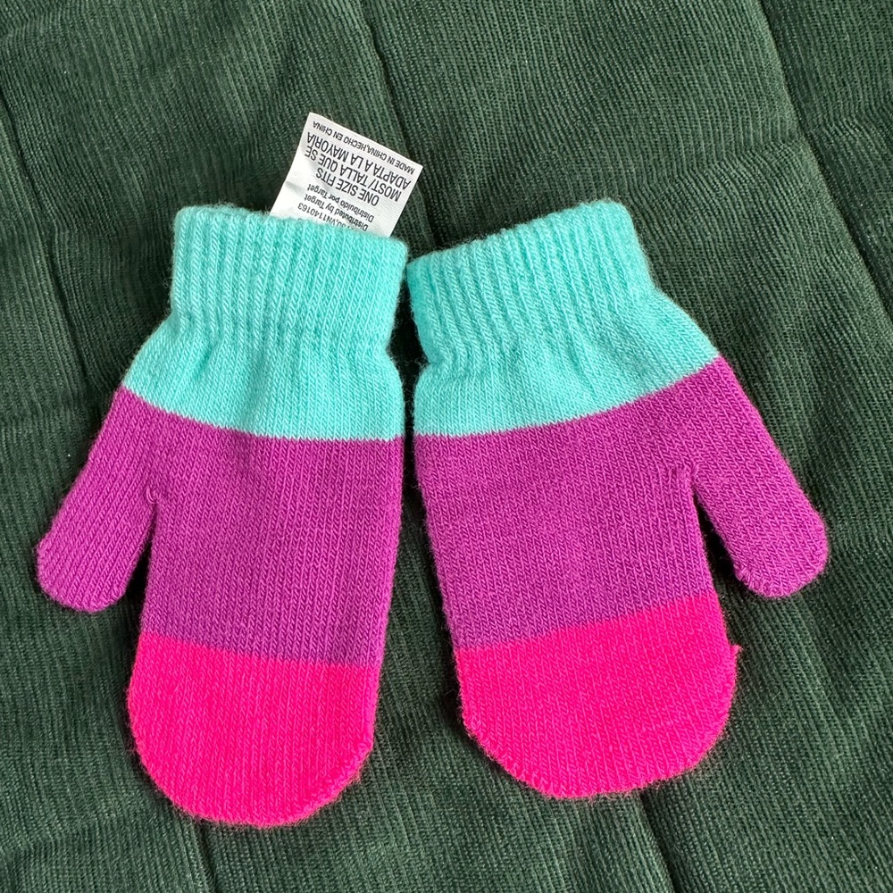 Target Kids Mittens in Aqua, Purple, and Pink